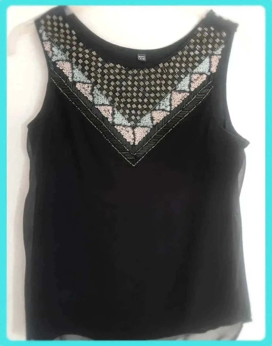 Top noir perles Pimkie